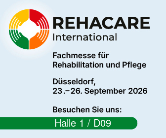 REHACARE International, Fachmesse für Rehabilitation und Pflege in Düsseldorf. 23. bis 26. September 2026. Besuchen Sie uns: Halle 1 / D09